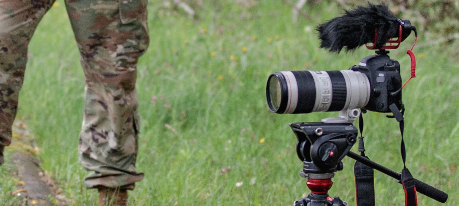 A soldier utilizing a camera for a training exercise