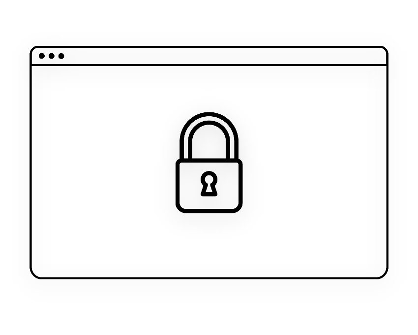 A black and white drawing of a padlock on a white background.