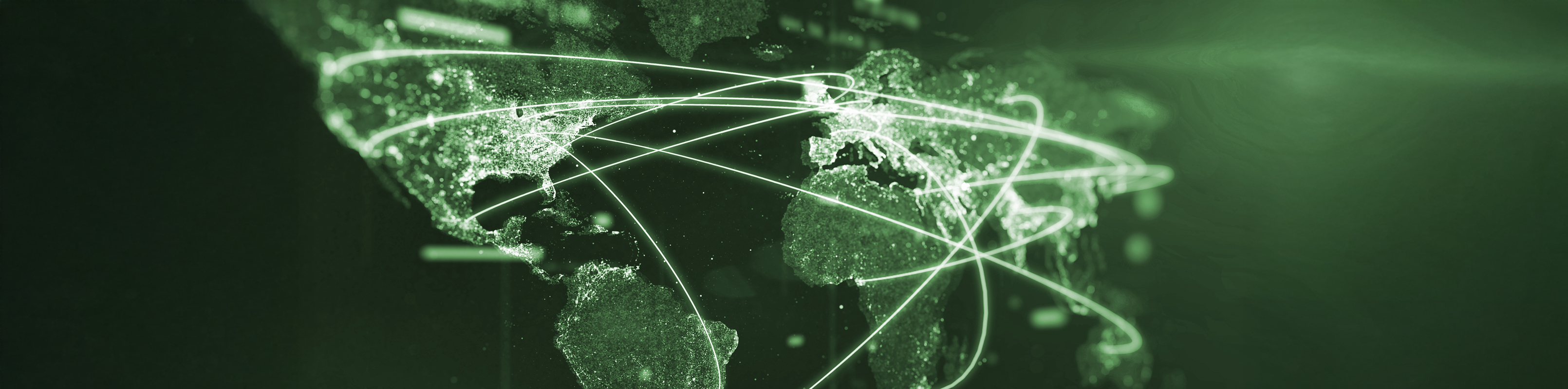A green screen displaying a detailed world map with various countries and continents outlined.