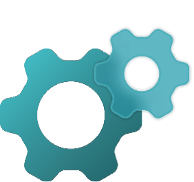 A blue gear with two smaller gears attached, illustrating a mechanical connection and movement.