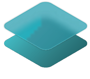 A blue square featuring a white border.