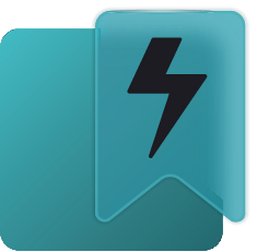 Lightning icon displayed on a blue folder, symbolizing energy or urgency in a digital context.