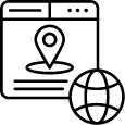 An icon of a globe in front of a web browser