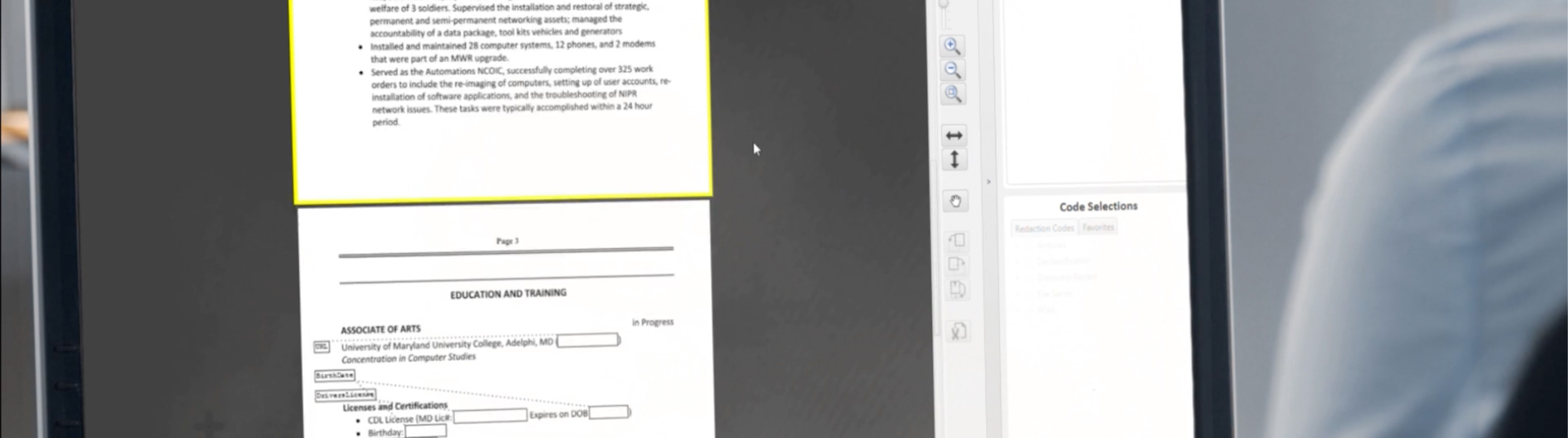 A desktop monitor displays a the HighVIEW UI.