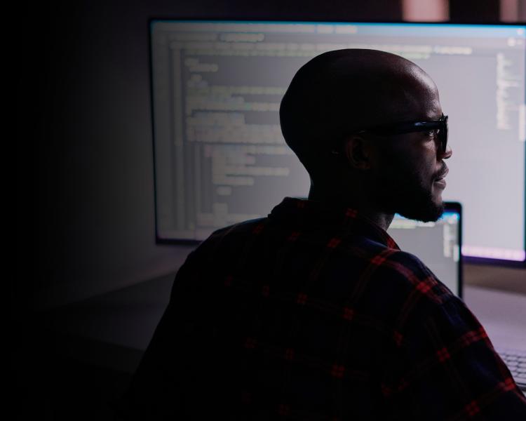 A person investigating the dark web