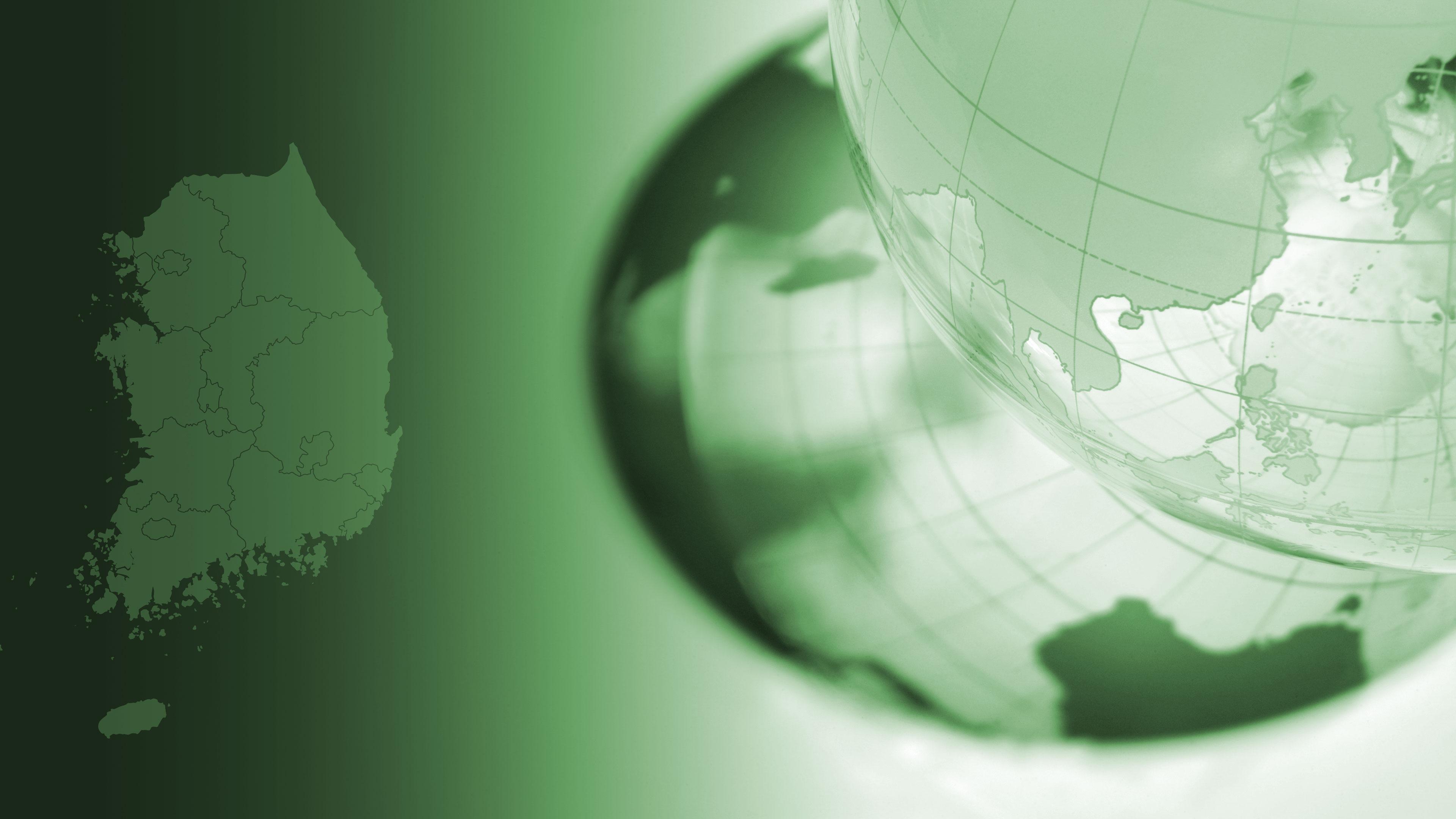 Map and globe of South Korea