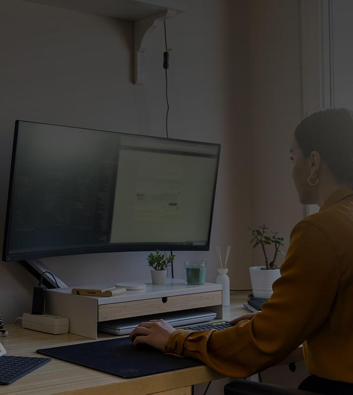 A woman working at a computer