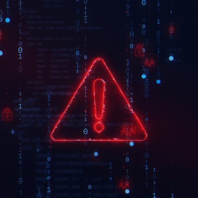 A red warning sign displayed prominently against a dark background, indicating caution or alertness.