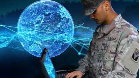 Soldier at a laptop