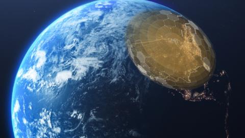 A globe of Earth with a shiny gold coin resting on its surface, symbolizing wealth and global economy.