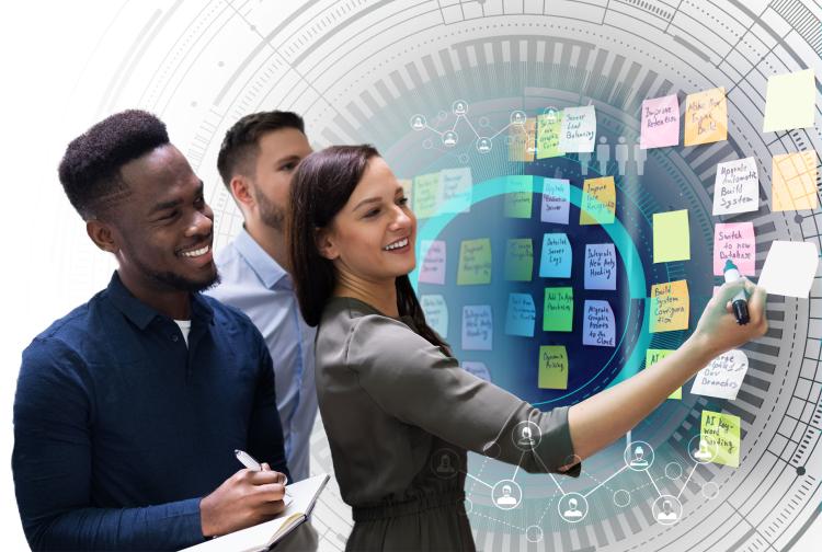 People using Kanban a popular framework used to implement agile and DevOps software development.