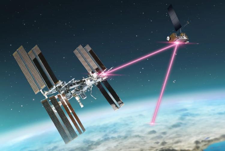 An artists rendition of a satellite in orbit.